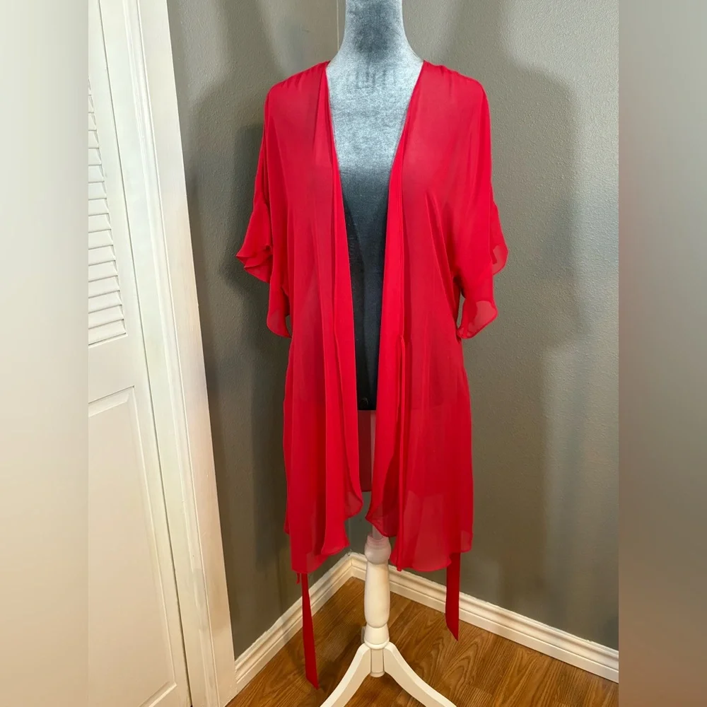 Gorgeous Soma Silky Sheer Red Robe Size XL
